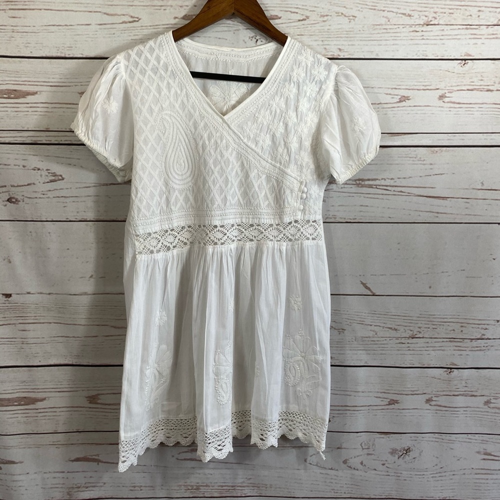 Eyelet Embroidered Babydoll Blouse